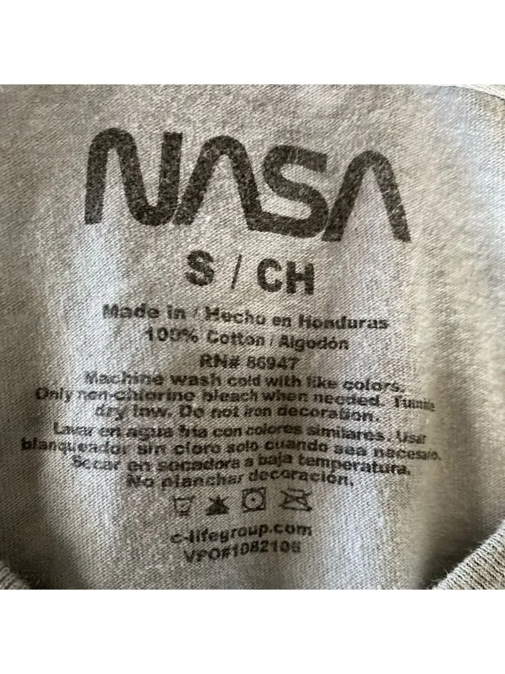 NASA Astronaut Tie Dyed Gray & Black Tee Shirt, Size: Small or Child “S / CH”